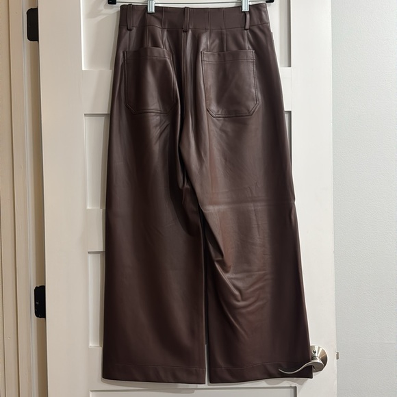 The Colette Cropped Wide-Leg Pants by Maeve: Faux-Leather Edition Brown Size 29 - Picture 9 of 9